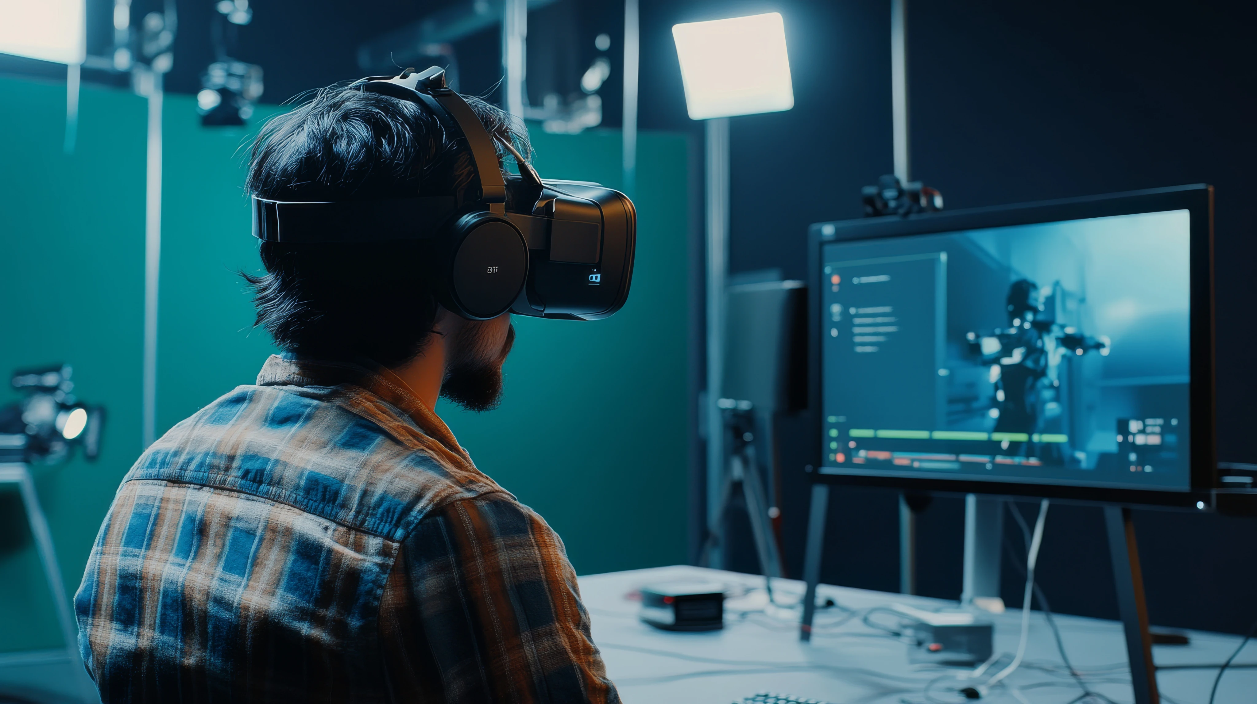 Man using a virtual reality headset